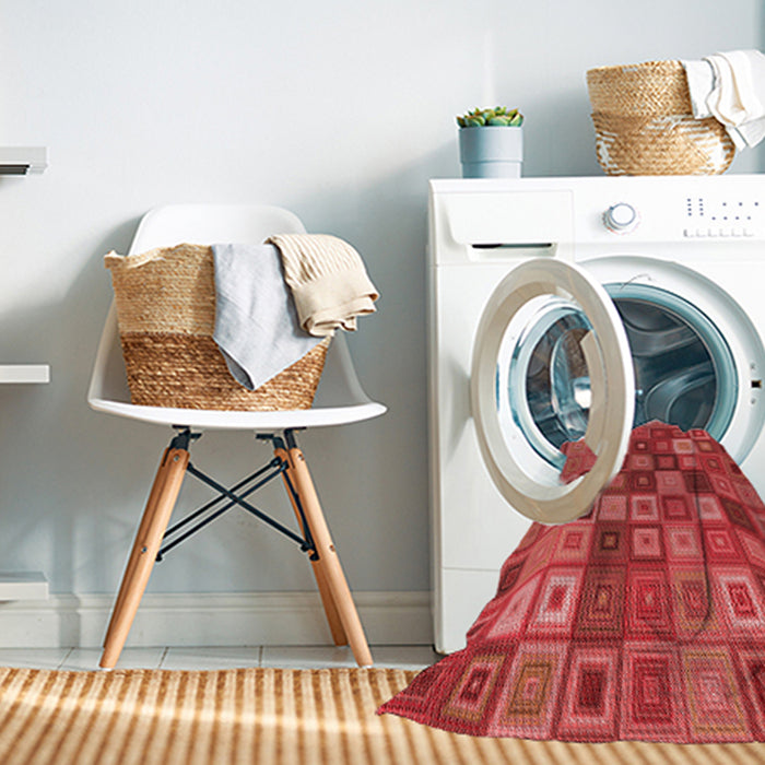 Machine Washable Transitional Red Rug in a Washing Machine, wshpat3390rd