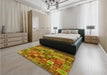 Patterned Pistachio Green Rug in a Bedroom, pat3390yw