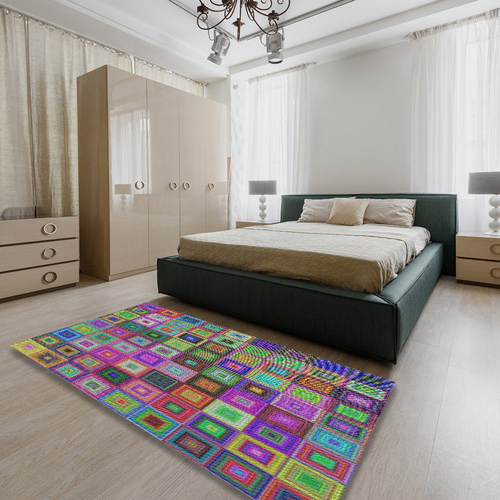 Machine Washable Transitional Green Rug in a Bedroom, wshpat3390