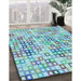 Patterned Blue Rug in Family Room, pat3391lblu