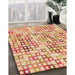 Patterned Bright Orange Rug in Family Room, pat3391org