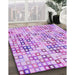 Machine Washable Transitional Blossom Pink Rug in a Family Room, wshpat3391pur