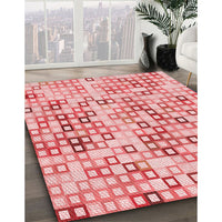 Patterned Deep Rose Pink Rug, pat3391rd