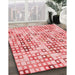 Machine Washable Transitional Deep Rose Pink Rug in a Family Room, wshpat3391rd