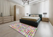 Patterned Tulip Pink Modern Rug in a Bedroom, pat3391