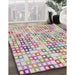 Machine Washable Transitional Tulip Pink Rug in a Family Room, wshpat3391