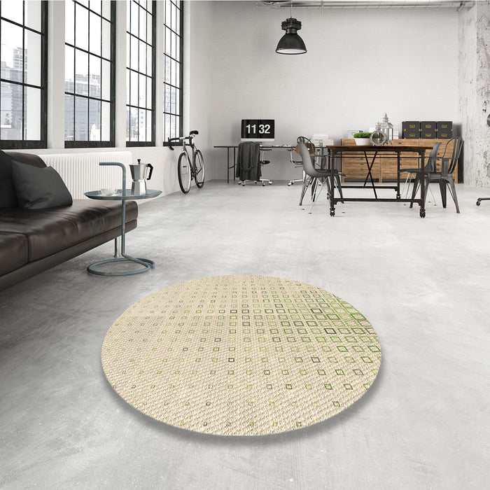 Round Patterned Peach Beige Rug in a Office, pat3392brn