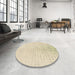 Round Patterned Peach Beige Rug in a Office, pat3392brn