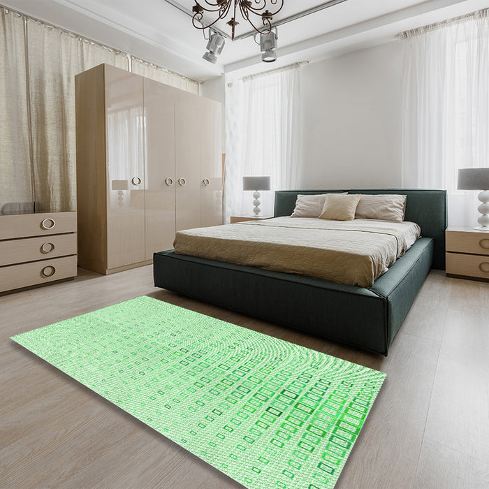 Patterned Light Green Rug in a Bedroom, pat3392grn