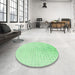 Round Patterned Light Green Rug in a Office, pat3392grn