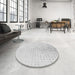 Round Patterned Platinum Gray Rug in a Office, pat3392gry