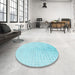 Round Patterned Diamond Blue Rug in a Office, pat3392lblu