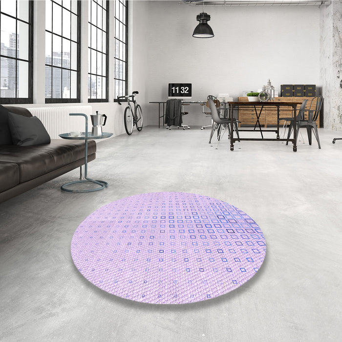 Round Patterned Bright Lilac Purple Rug in a Office, pat3392pur