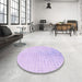 Round Patterned Bright Lilac Purple Rug in a Office, pat3392pur