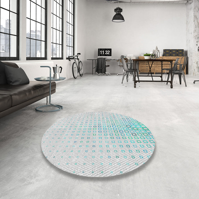 Round Machine Washable Transitional Dark Gray Rug in a Office, wshpat3392