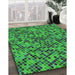 Patterned Forest Green Rug in Family Room, pat3393grn