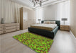 Patterned Green Rug in a Bedroom, pat3393yw