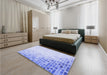 Patterned Sky Blue Rug in a Bedroom, pat3394blu