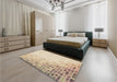 Patterned Golden Blonde Gold Rug in a Bedroom, pat3394brn