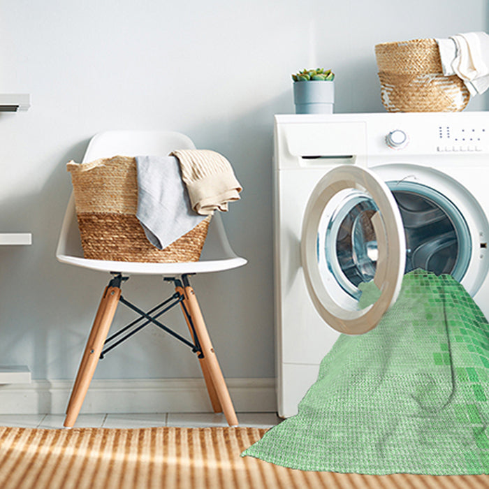 Machine Washable Transitional Green Rug in a Washing Machine, wshpat3394grn