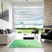 Square Patterned Green Rug in a Living Room, pat3394grn