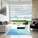 Square Patterned Blue Rug in a Living Room, pat3394lblu