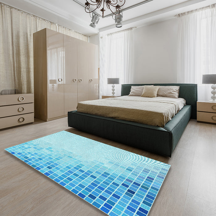 Patterned Blue Rug in a Bedroom, pat3394lblu
