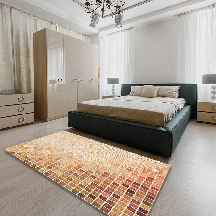 Patterned Orange Rug in a Bedroom, pat3394org