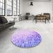 Round Patterned Purple Mimosa Purple Rug in a Office, pat3394pur