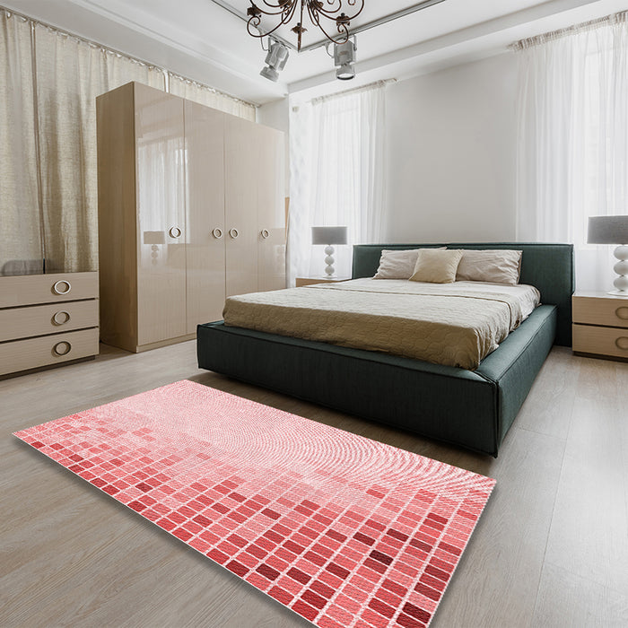 Patterned Light Red Pink Rug in a Bedroom, pat3394rd