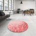 Round Patterned Light Red Pink Rug in a Office, pat3394rd