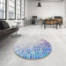 Round Patterned Water Blue Novelty Rug in a Office, pat3394