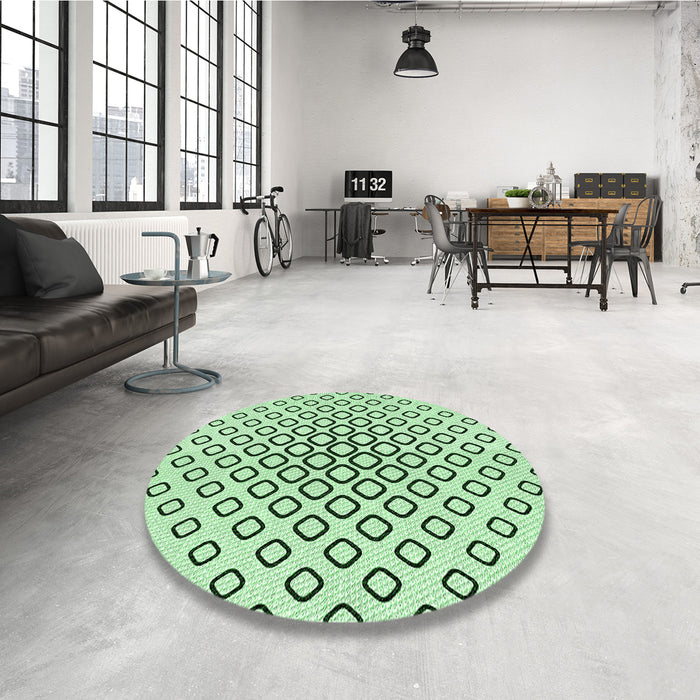 Round Patterned Mint Green Rug in a Office, pat3395grn
