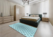 Patterned Deep-Sea Green Rug in a Bedroom, pat3395lblu