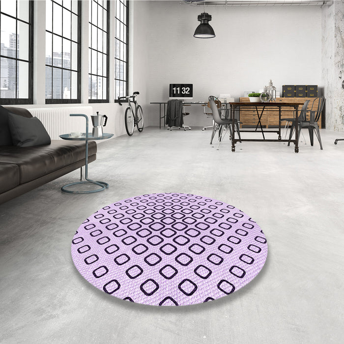 Round Patterned Purple Flower Purple Rug in a Office, pat3395pur