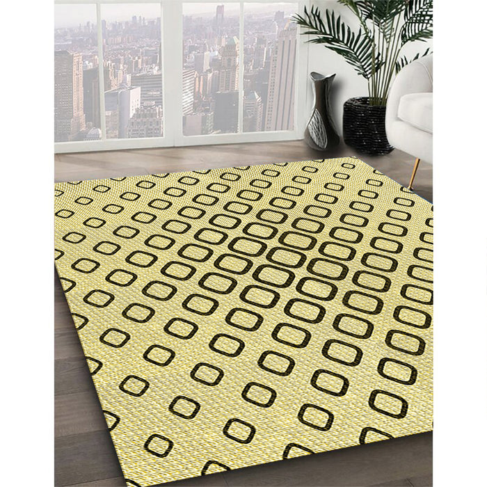 Machine Washable Transitional Sun Yellow Rug in a Family Room, wshpat3395yw