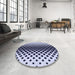 Round Patterned Blue Rug in a Office, pat3396blu