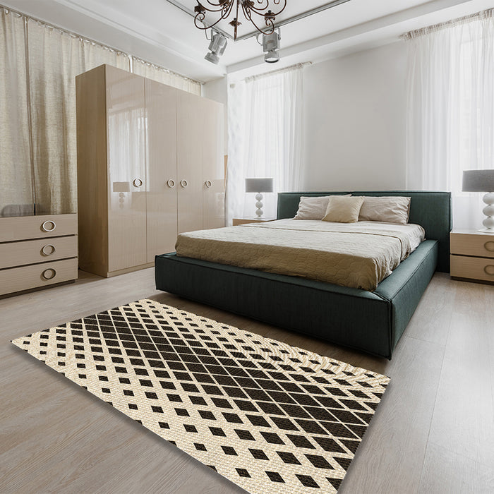 Patterned Golden Blonde Gold Rug in a Bedroom, pat3396brn