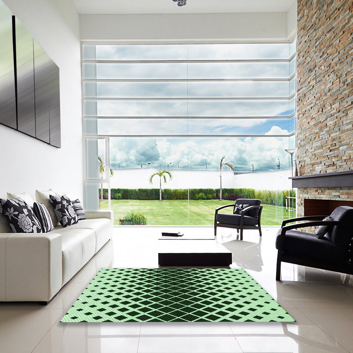 Machine Washable Transitional Deep Emerald Green Rug in a Kitchen, wshpat3396grn