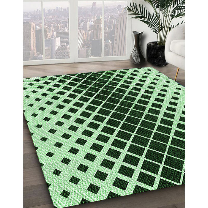 Machine Washable Transitional Deep Emerald Green Rug in a Family Room, wshpat3396grn