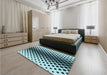 Patterned Deep-Sea Blue Rug in a Bedroom, pat3396lblu