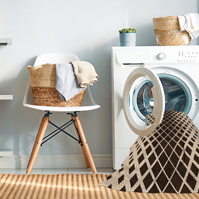 Machine Washable Transitional Deep Peach Orange Rug in a Washing Machine, wshpat3396org