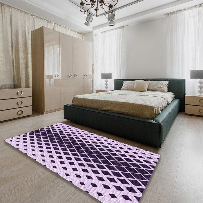 Round Machine Washable Transitional Blossom Pink Rug in a Office, wshpat3396pur