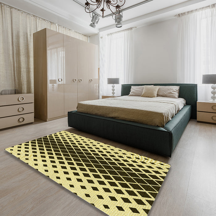 Patterned Milk Chocolate Brown Rug in a Bedroom, pat3396yw