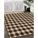 Patterned Black Brown Rug in Family Room, pat3397org