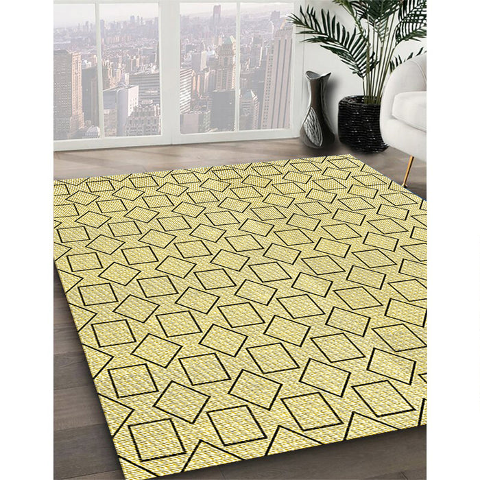 Machine Washable Transitional Sun Yellow Rug in a Family Room, wshpat3398yw