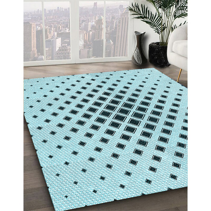 Patterned Electric Blue Rug in Family Room, pat3399lblu