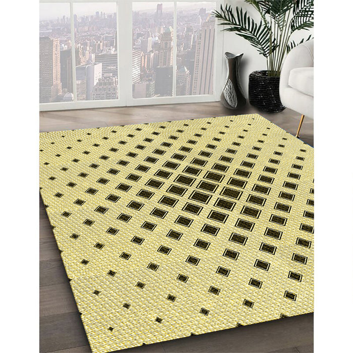 Patterned Sun Yellow Rug in Family Room, pat3399yw