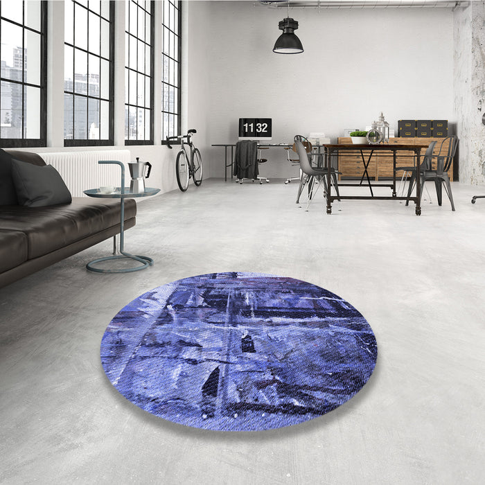 Patterned Sky Blue Rug in a Kitchen, pat34blu