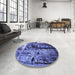 Patterned Sky Blue Rug in a Kitchen, pat34blu